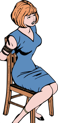 Woman tied to chair - remix - Openclipart