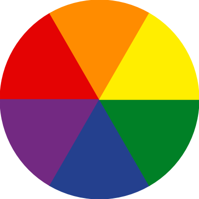 Rainbow gay pride pie chart 6 pieces 60 degrees - Openclipart