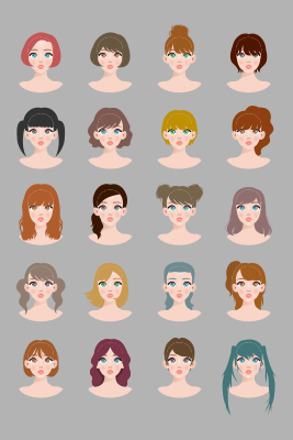 Hair Styles - Manga Anime 1 - Openclipart