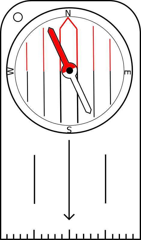 orienteering compass with rotatable housing and needle