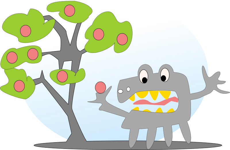 tree with apples and a monster