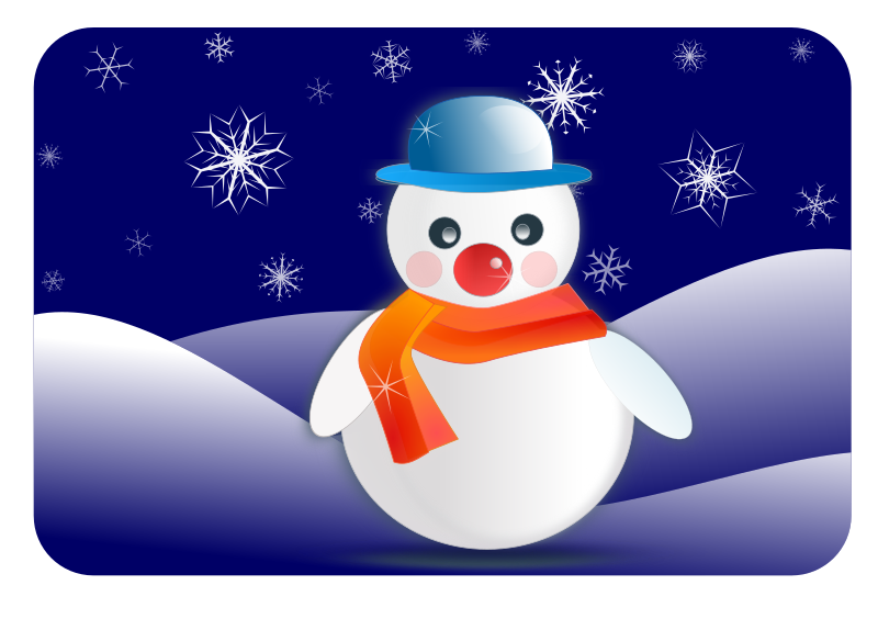 snowman glossy in winter scenery