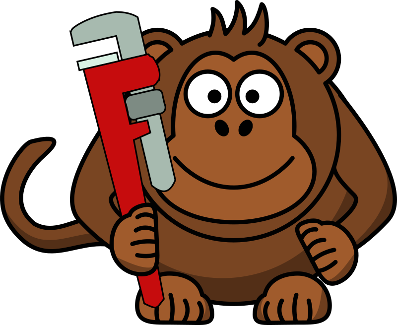 Cartoon Monkey with Wrench