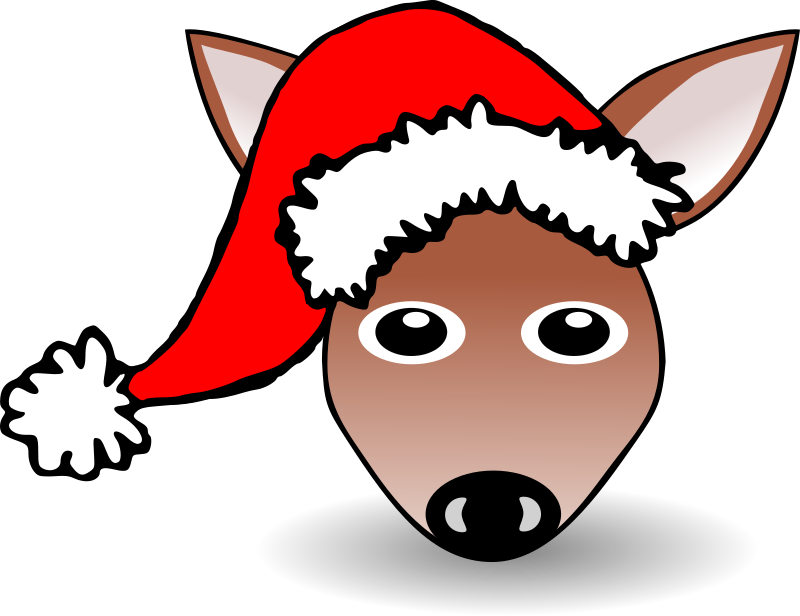 Funny Fawn Face Brown Cartoon with Santa Claus hat