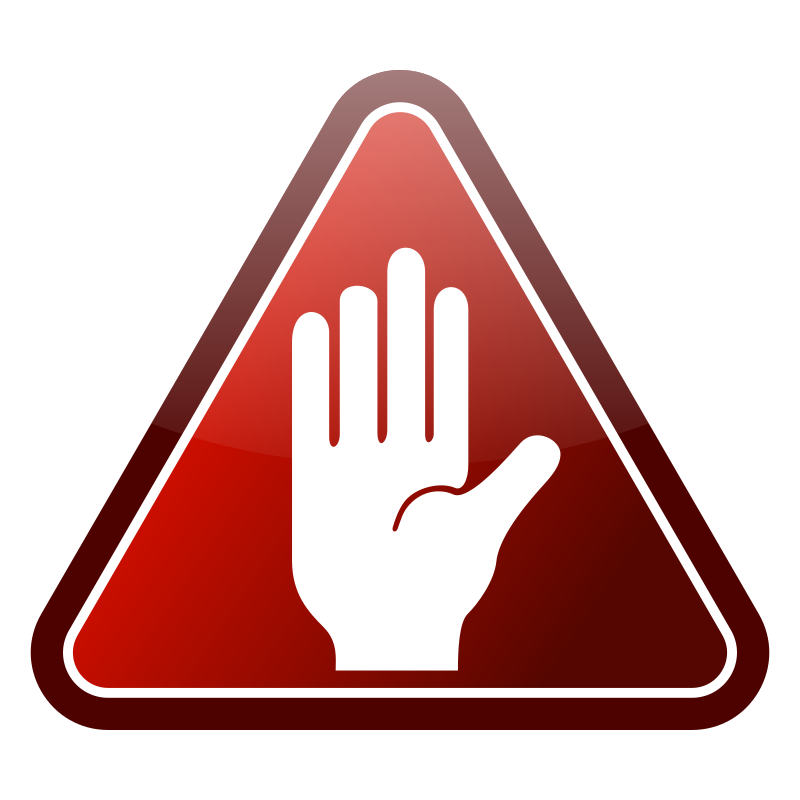 Red triangle hand icon