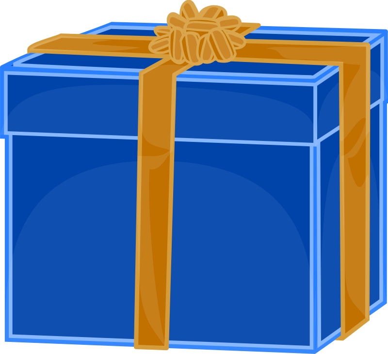 Blue gift with golden ribbon