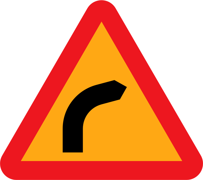 Dangerous bend, bend to right.