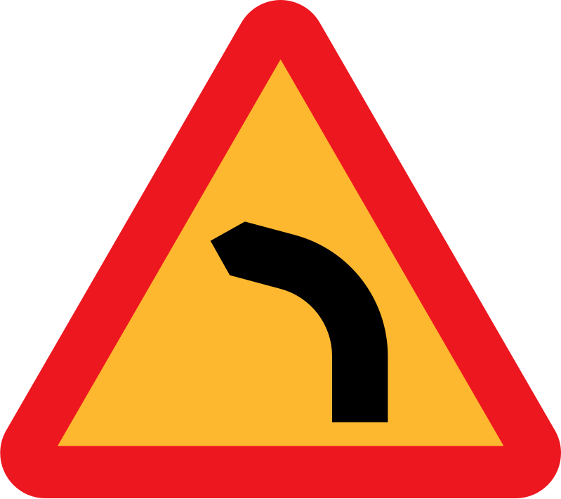 Dangerous bend, bend to left