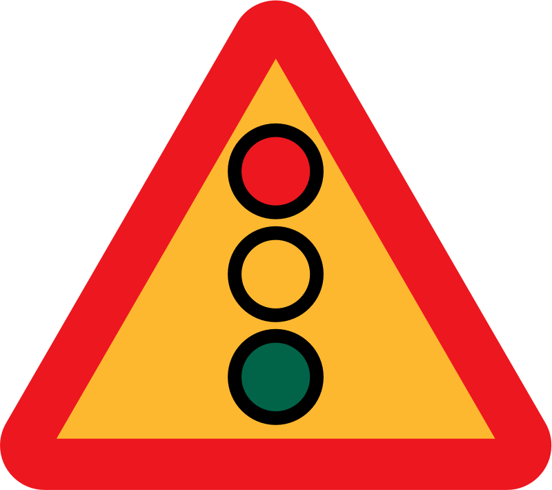 Traffic lights ahead sign