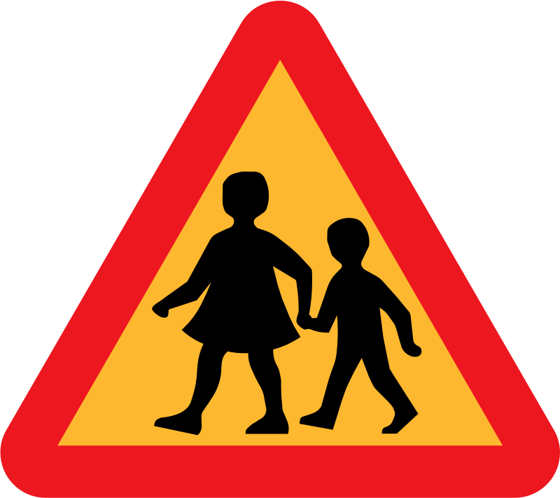 children crossing road sign