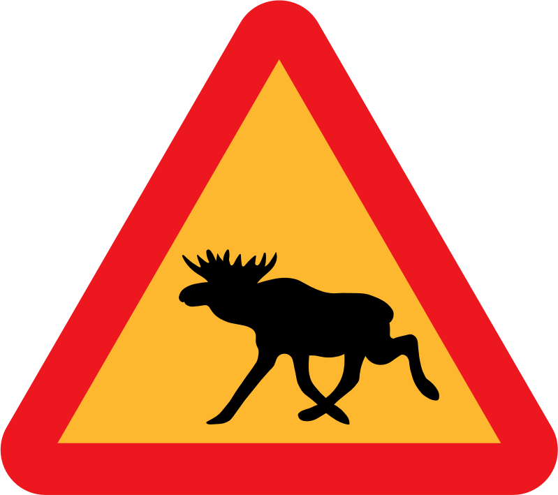 Warning Moose Roadsign