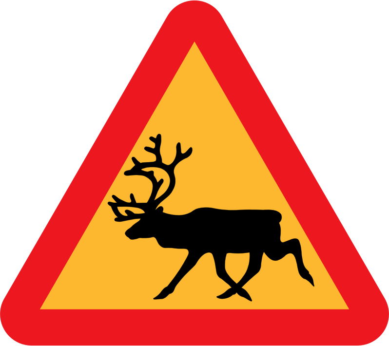 Warning Reindeer Roadsign