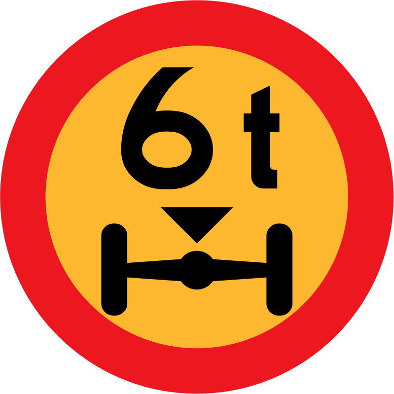 6t wheelbase sign