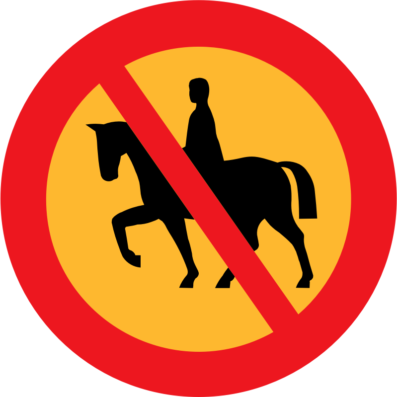 No horse riding sign