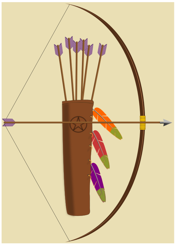 bow, arrow and quiver