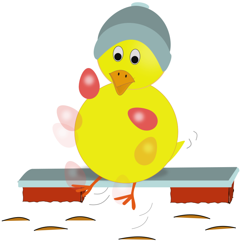 Easter Chick Kicking Eggs