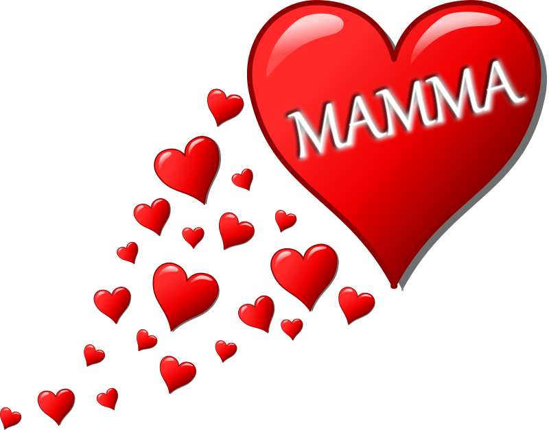 Cuore per la festa della mamma con una scia di cuoricini