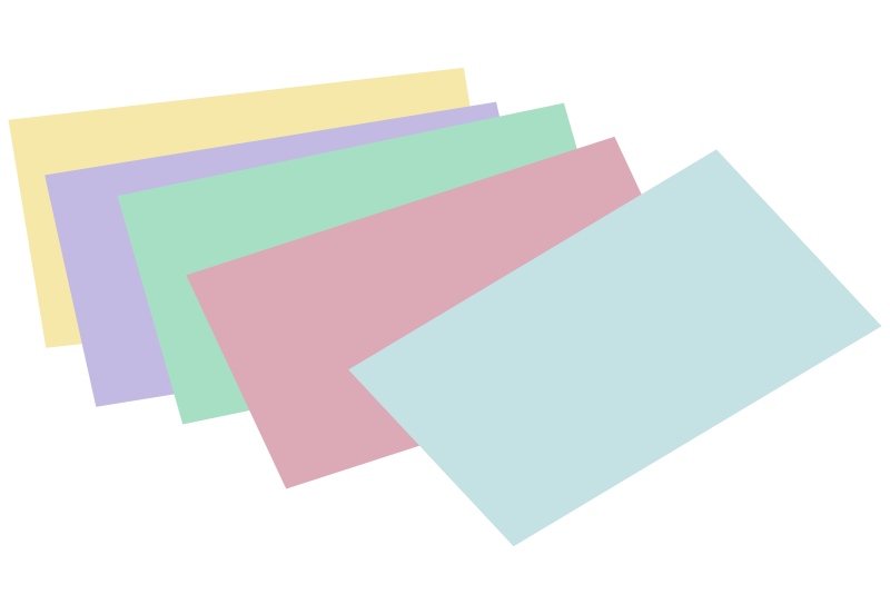 Stack of unlined colored index cards