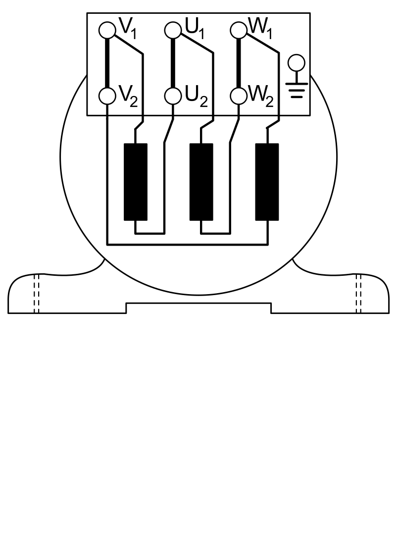 A simple representation of a electric 3-phase motor