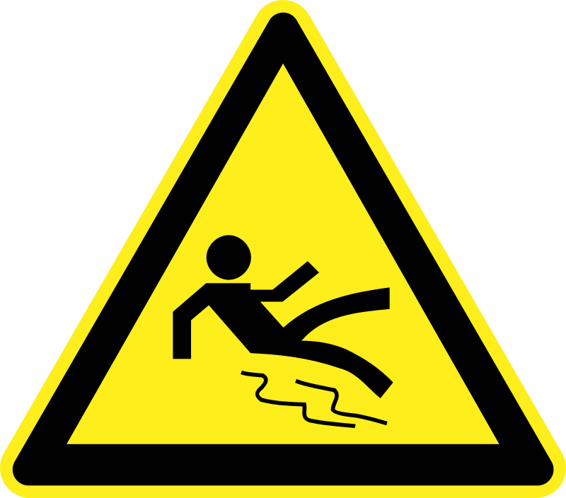 Wet and Slippery Warning Sign