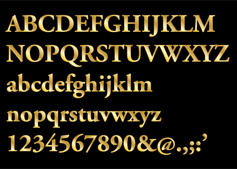 Gold Serif Letters