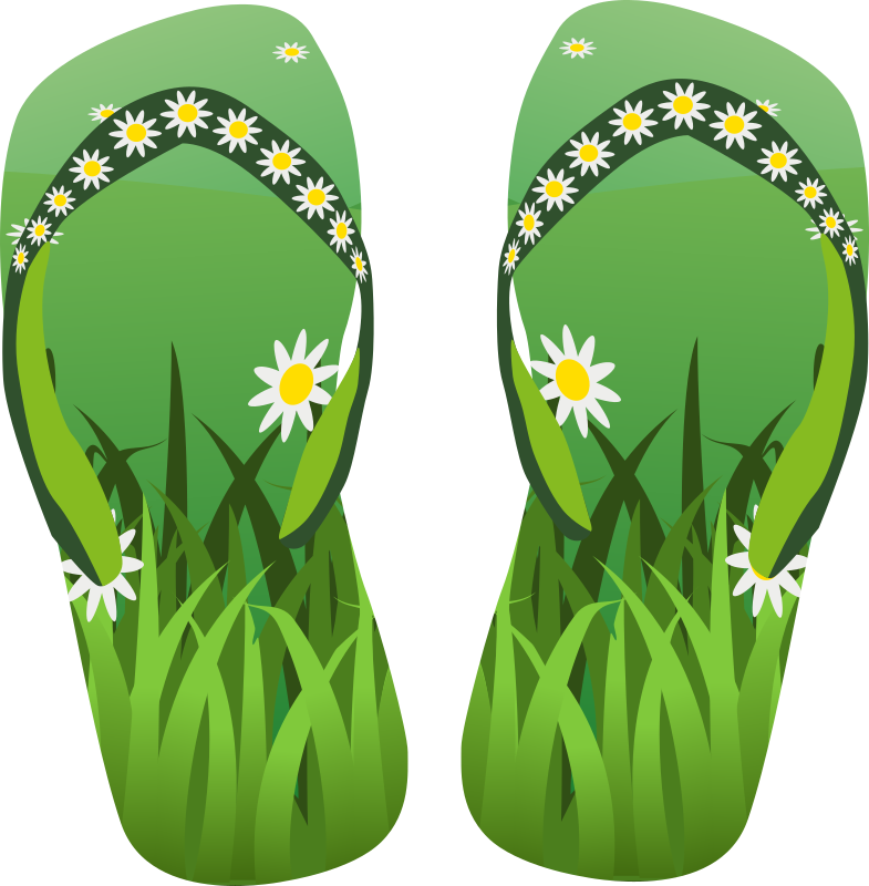 Thong green with grass and flowers