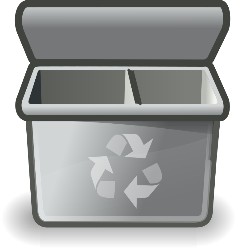 Gray recycle bin