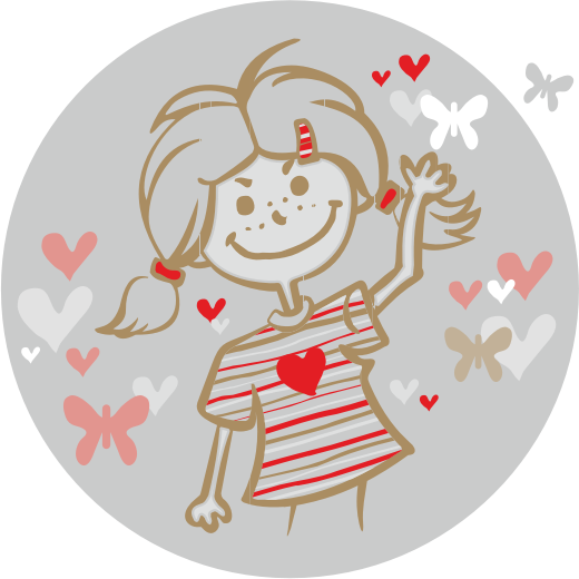 girl and flying hearts