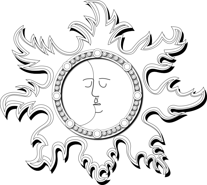 Sun and Moon Outline - Openclipart