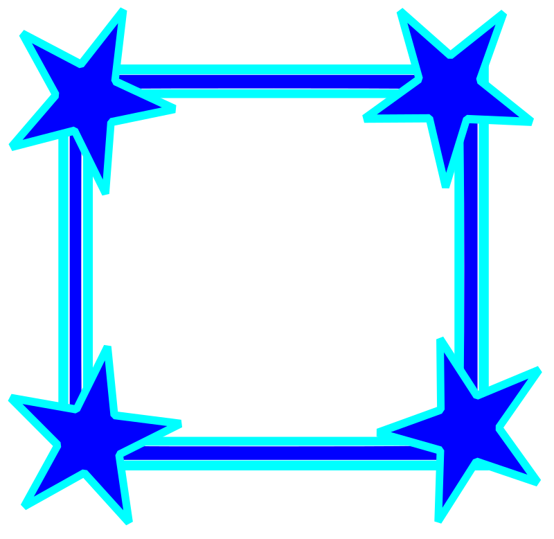 Simple Bright Blue Star Cornered Frame