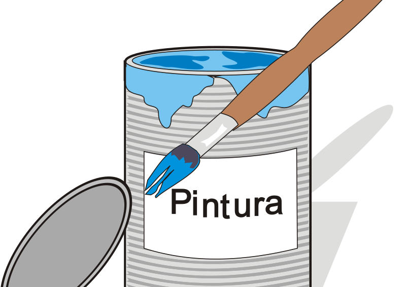 Paint tin can and brush