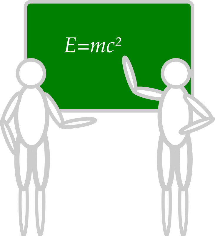 people near a blackboard