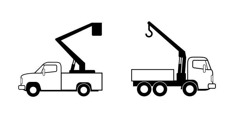 Deux camions de levage