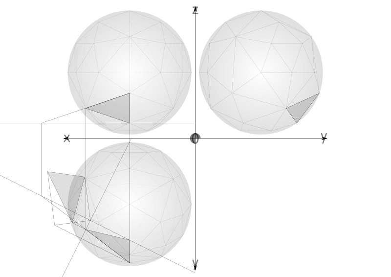 45 net construction geodesic spheres recursive from tetrahedron