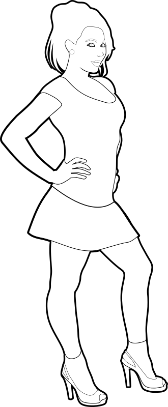 Cheerful girl outline