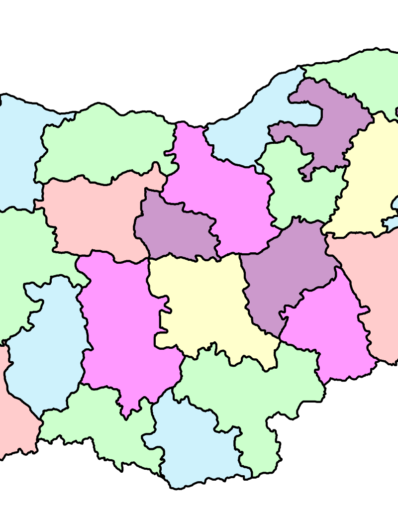 administrative map of Bulgaria
