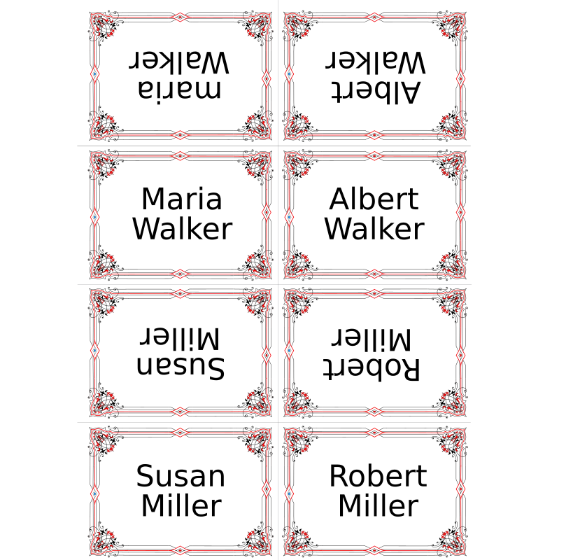 place cards - variation in red