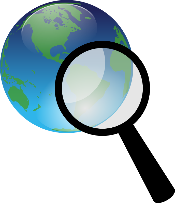 Earth and magnify glass