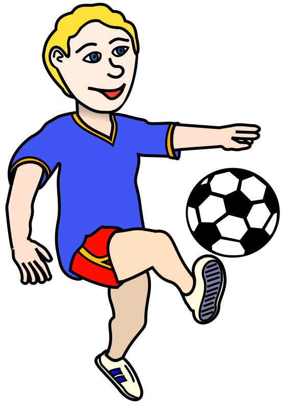 Soccer playing boy coloured