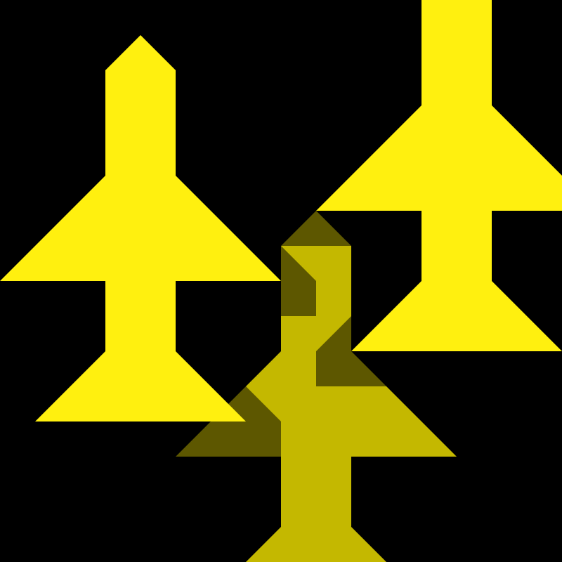 Yellow Planes Flying Over Black Ground 16px Icon