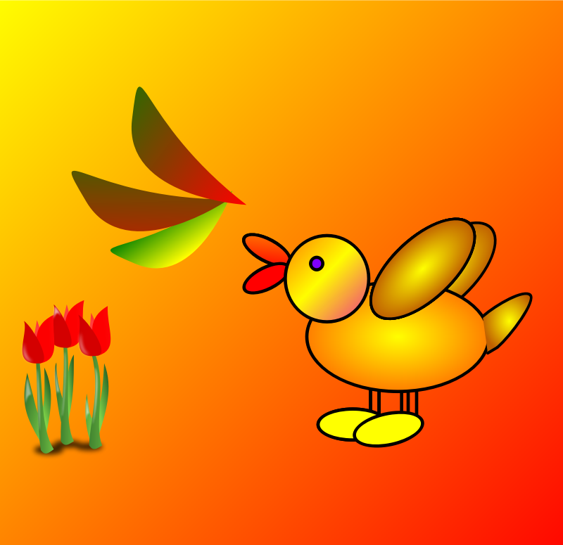 duck and flowers