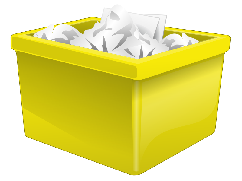 Yellow Plastic Box Filled With Paper