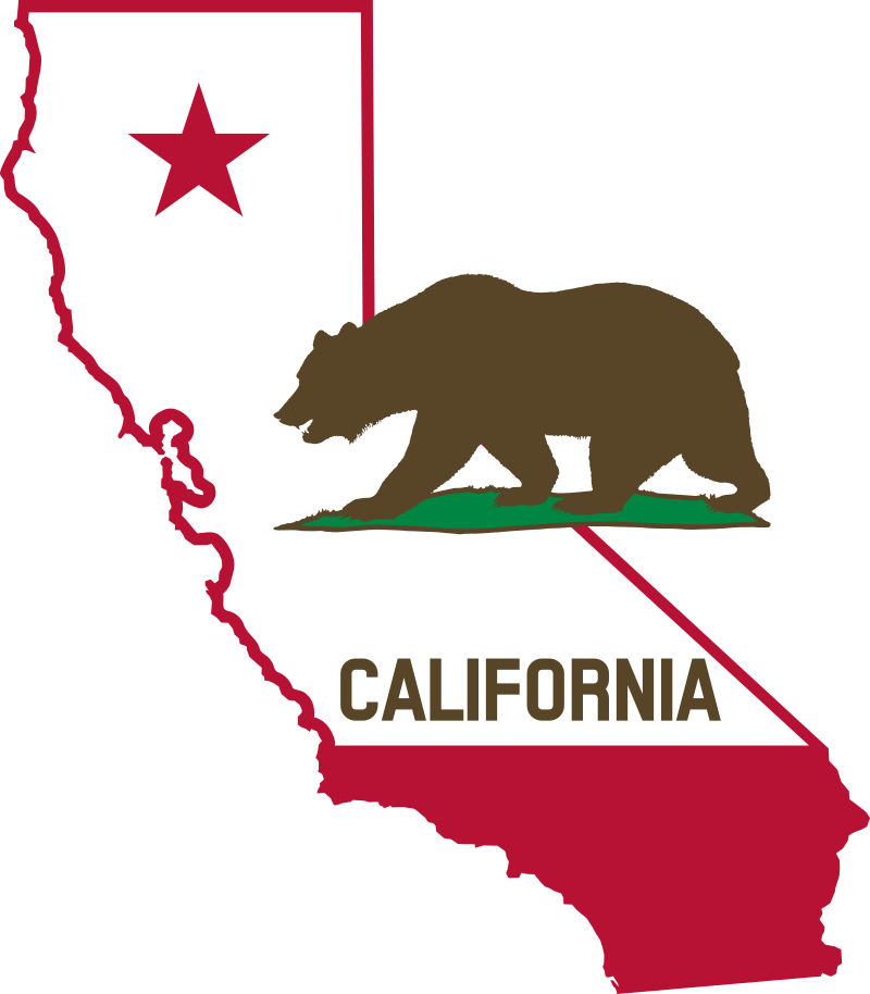 California - Outline and Flag (Solid)