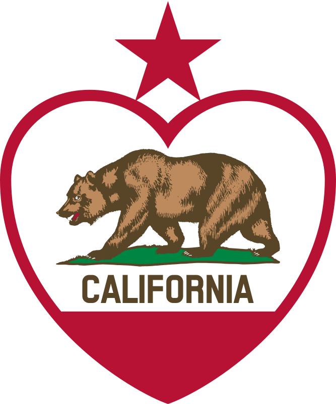 California Flag Heart - Star on Top