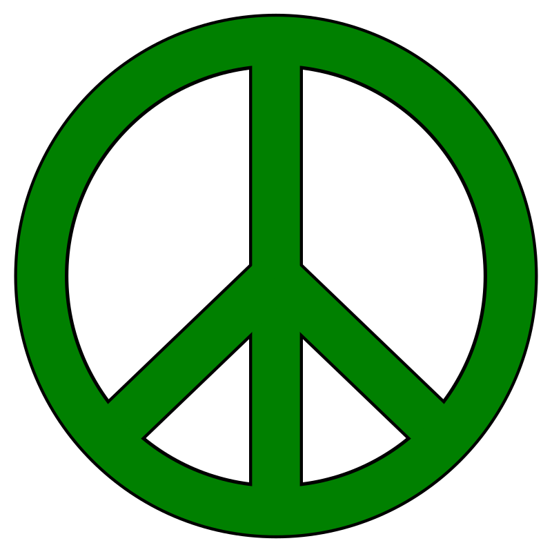Green Peace Symbol, Black Border