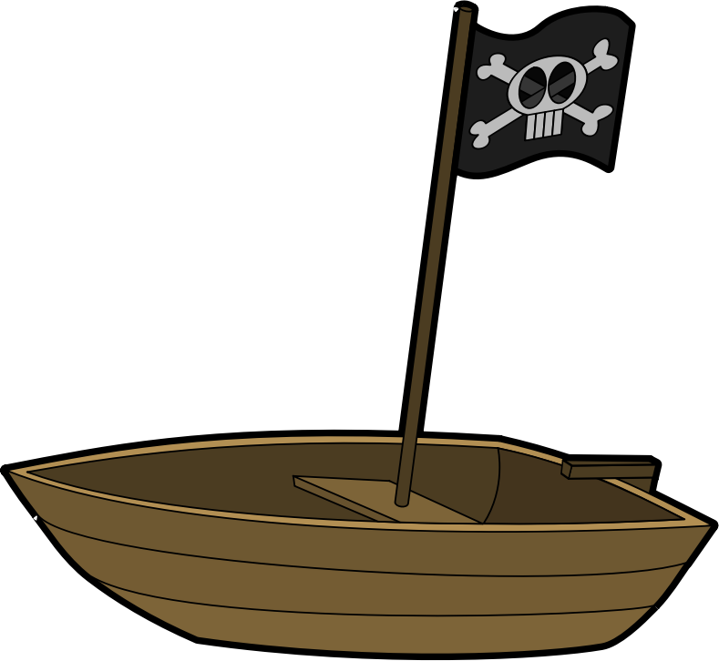 Pirate Boat with Pirate Flag - Openclipart