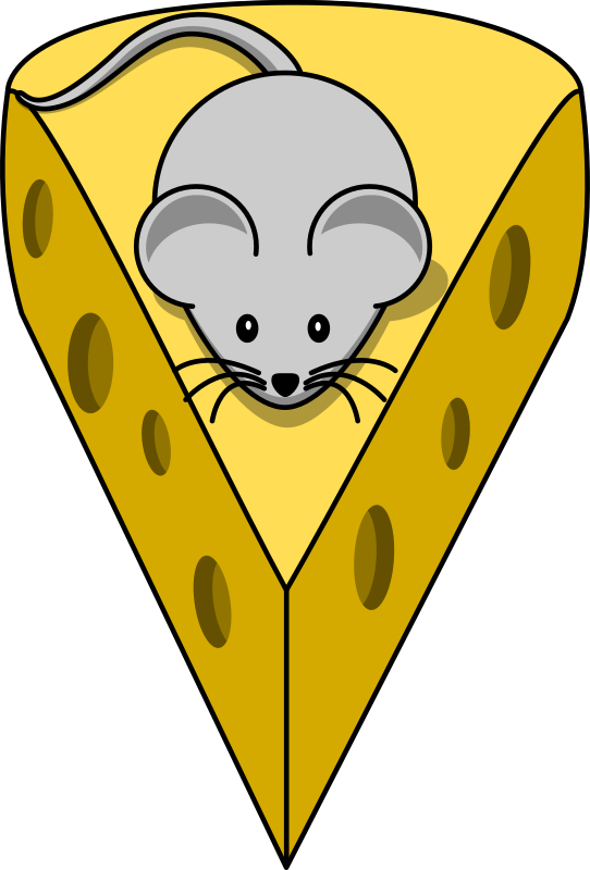 Cartoon mouse on top of a cheese