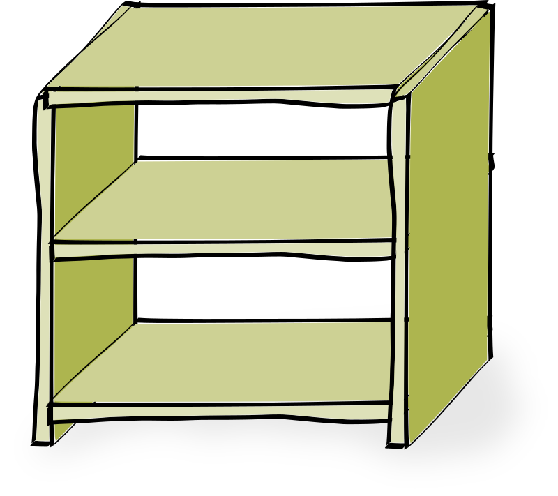 Comic-style shelves