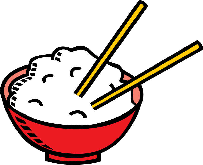 Bowl of rice and chopsticks