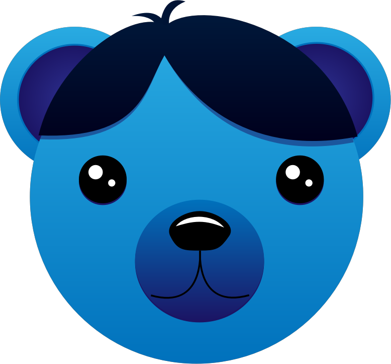 Blue Bear with parted hair